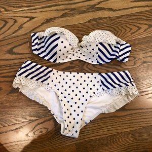 Victoria's Secret White & Navy Ruffle Bikini